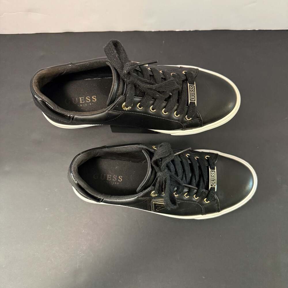 GUESS River Women's Black Low-Top Sneakers with Gold Hardware Size 7.5 - Picture 6 of 15